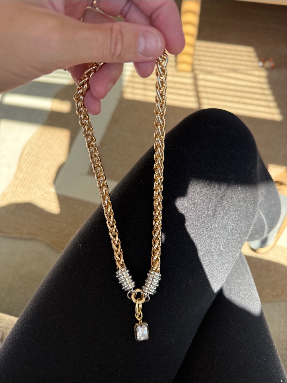 Georgian emerald pendant and chain